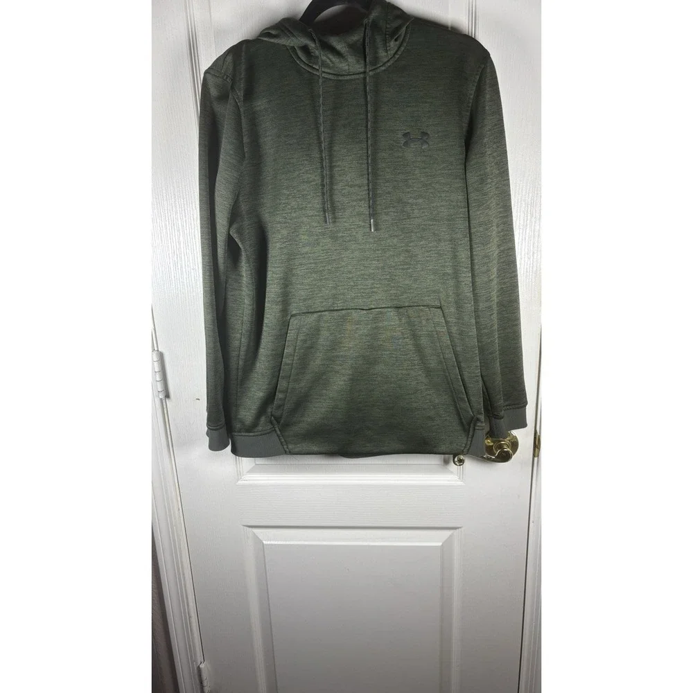 Under Armour Men's Medium Pullover Hoodie – Deep Green/Black, Kangaroo Pocket, N